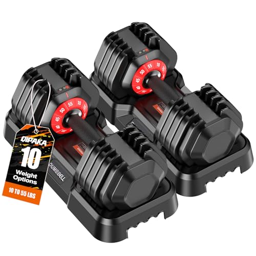 Adjustable Dumbbells Set All in One Free Weights Set for Home Gym | 25/26.5/52.5/55/85lbs Weights Dumbbells Set, 1 Sec Adjust Weights with Anti-Slip Handle for Home Fitness - color: 55lb-pair