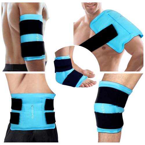 Comfytemp Ice Packs for Injuries Reusable, Large Hot Cold Gel Pack for Shoulder Back Knee Pain Relief, Instant Compress for Arthritis, Swelling, Sprains, Bruises, 2 Adjustable Straps, 10.5"x14.5" - size: 10.5"x14.5"