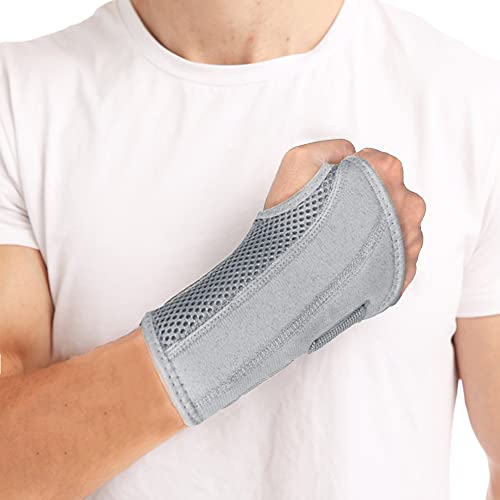NuCamper Wrist Brace Carpal Tunnel Right Left Hand for Men Women, Night Wrist Sleep Supports Splints Arm Stabilizer with Compression Sleeve Adjustable Straps,for Tendonitis Arthritis Pain Relief - size: Small/Medium (Pack of 1), style: Left Hand-Gray