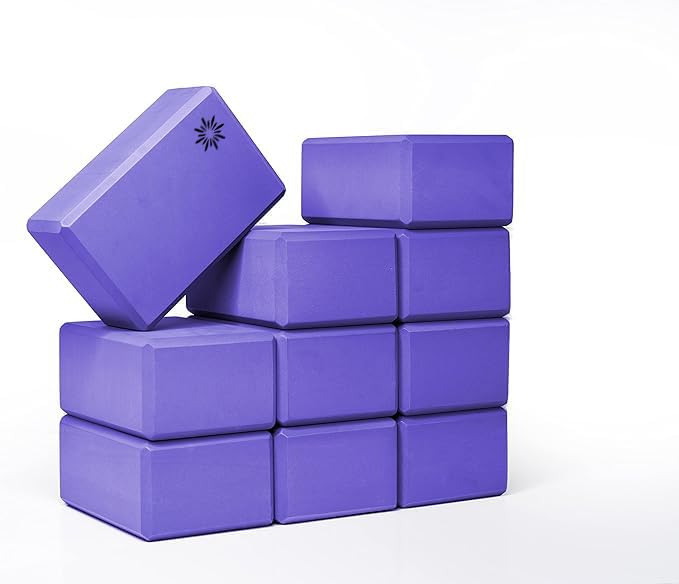 Bulk 4 in Foam Yoga Blocks, 10 Pack - color: Purple