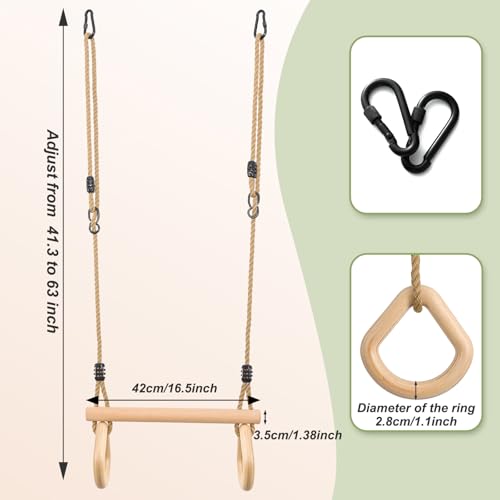 YAERSI Children's Trapeze Swing Bar with Wooden Gym Rings,Trapeze Bar for Swing Set （Water Drop） - color: Semicircle