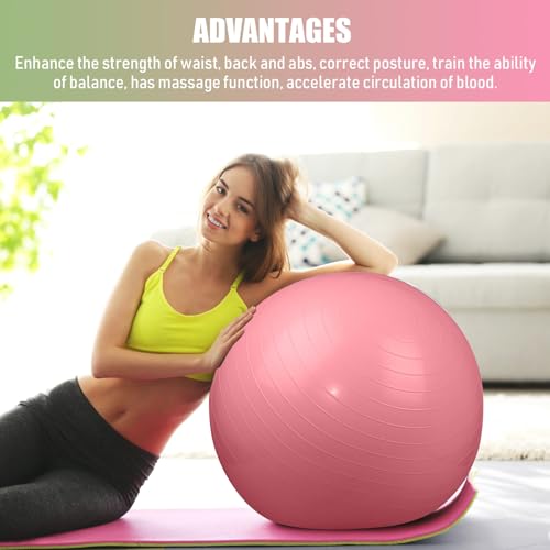 Leyndo 4 Pcs 26 Inch Yoga Exercise Ball Pilates Pregnancy Birthing Fitness Ball with Quick Pump Anti Burst for Improved Posture, Balance, Yoga, Pilates, Training - color: Macaron Color