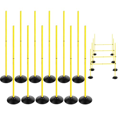 TNZMART Training Agility Poles Set Adjustable Soccer Training Poles Detachable Slalom Poles with Rubber Base - style: Pack of 12