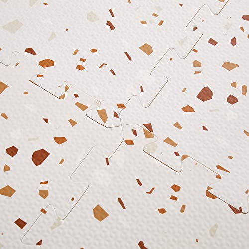 Extra Large Baby Playmat, Non-Toxic EVA Foam, 176cm x 117cm Interlocking Tiles, Easy Clean Crawling Mat for Babies, Infants, Toddlers, Tummy Time (Terrazzo Brown) - color: Brown