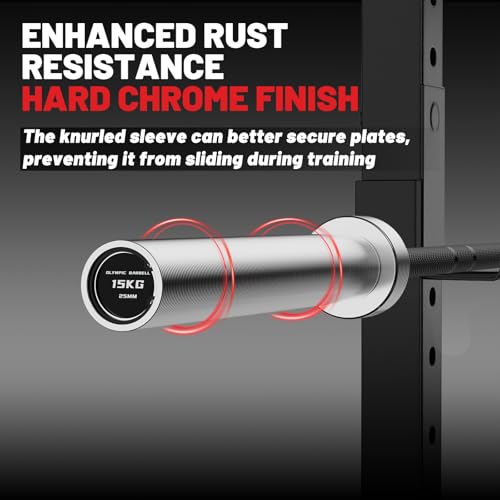 PAPABABE Olympic Barbell, 4ft/5ft/6ft/6.5ft Straight Barbell Womens Olympic Barbell for Strength Training and Technique Adjusting, 2 inch Olympic Bar with Moderate Knurling For Bench Press, Squats Curls Deadlifts Weightlifting - color: 6.5ft Elite BlackSi