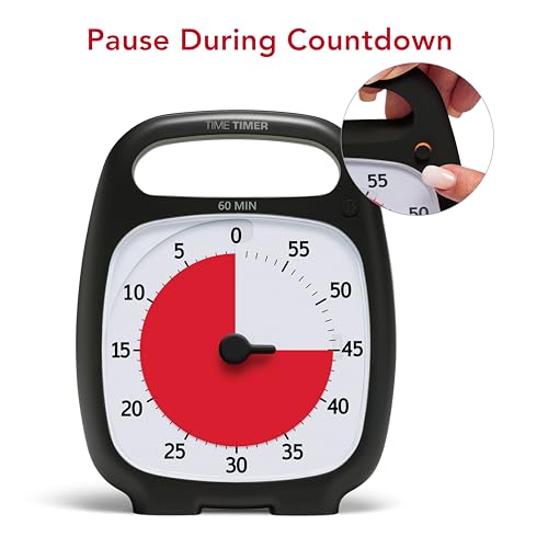 TIME TIMER Plus 60 Minute Desk Visual Timer - Countdown Timer with Portable Handle for Classroom, Office, Homeschooling, Study Tool with Silent Operation (Charcoal) - size: 5-1/2 x 7 in, style: 60 Minute (Gray)