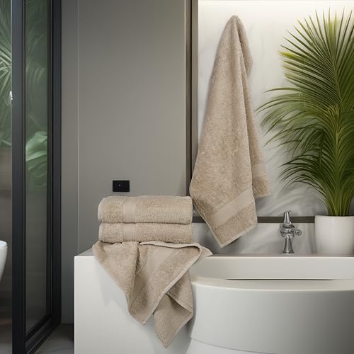 Commercial Bulk Pack of 12 Bath Towels – 100% Cotton Terry 24" x 48" – Ideal for Hotels, Salons, Gyms, Spas & Institutional Use – Beige - color: Beige, size: 24"x48" - PK 12