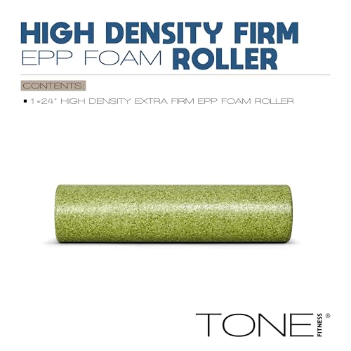 Tone Fitness High Density EPP Foam Exercise Foam Roller for Yoga, Pilates, Stretching, Massage, and Recovery | Multiple Sizes and Colors - color: Green, size: 24 Inch
