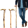 Natural Wood Walking Cane Set of 2 – Handcrafted 35" Wooden Walking Stick with Non-Slip Rubber Tip – Random Natural Design Selected – Lightweight Mobility Support for Men & Women