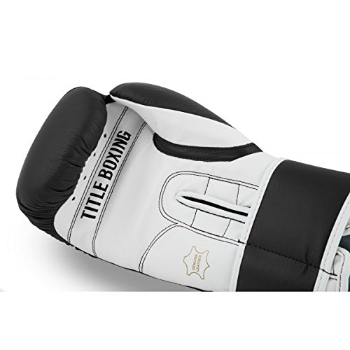TITLE Boxing Pro Style Leather Training Gloves 3.0 - Boxing Gloves, Boxing Training Gloves, MMA Gloves, Oz Training Gloves, Kickboxing Gloves, Punching Bag Gloves, Sparring Gloves - color: Black/White, size: 14 oz