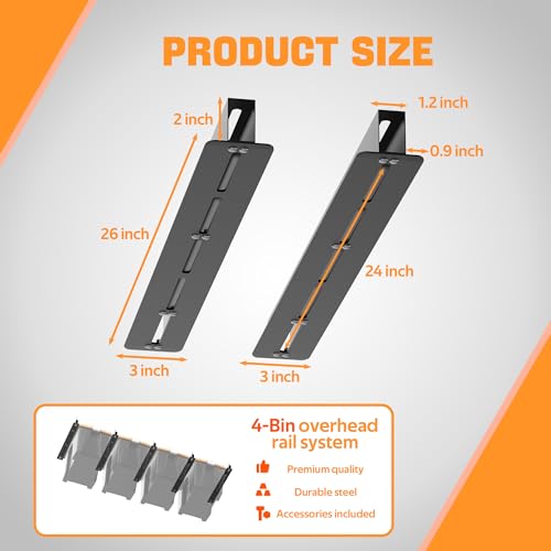 Ultrawall Overhead Garage Storage Rack, Heavy Duty Ceiling Storage Rack, 26 Inch Adjustable Ceiling Bin Storage System, 5 Sets for 4 Bins - style: For 4 Bins