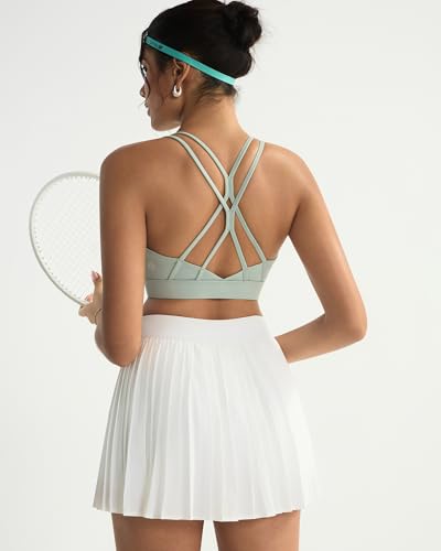 RUNNING GIRL Sports Bras for Women,Strappy Crisscross Back Padded Low Impact Running Sports Bra with Removable Cups Green