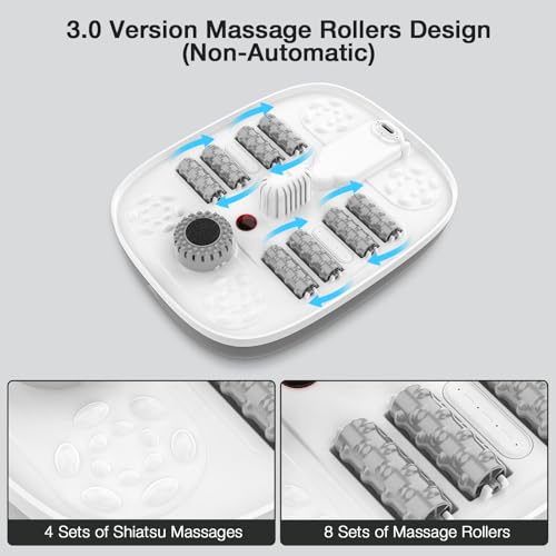 HOSPAN Collapsible Foot Spa with Heat, Bubble, Red Light, and Temperature Control, Foot Bath Massager with 8 Shiatsu Massage Rollers, Pedicure Foot Spa for Relaxation and Stress Relief - color: Gray