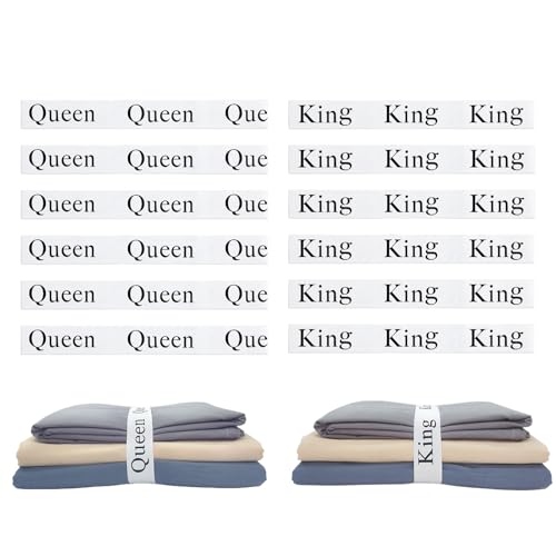 12 Pieces Bed Sheet Organizer Bands, Closet Organization Sheet Straps, Linen Labels Bedding Bands, Elastic Bed Sheet Storage Sheet Keepers （6PcsQueen 6PcsKing ） - color: White, size: 12PCs (6 Queen & 6 King)