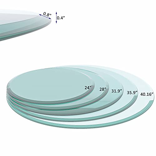28" Round Glass Table Top - 3/8" Thick Beveled Edge Tempered Glass - size: 28 INCH, style: 3/8"thick - Beveled