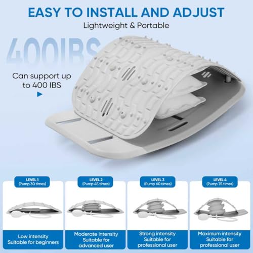 Ergonomic Lumbar Support Board, Lower Back Stretcher Adjustable Air Compression Mat Spinal Decompression Device, Back Stretcher for Lower Back Pain Relief,Ideal for Adults at Home or Work(grey) - color: Gray