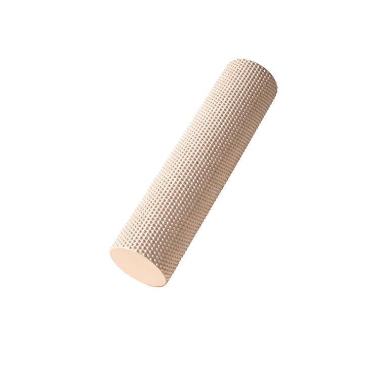17.8 x 3.94 Inch Textured EVA Foam Roller, Compact Exercise Massage Roller for Muscle Rolling, Yoga, Pilates, Stretching and Home Gym Fitness，Beige - color: Beige