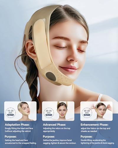 Reusable V Line Silicone Face Strap, Soft Silicone Chin Strap for Women 23-27 Inches yellow - color: Bronce