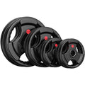 Gikpal Olympic Weight Plates, 2-Inch Three-Grip Rubber Coated Barbell Plates with Steel Hub, Cast Iron Weights for Strength Training & Home Gym, Pair or Sets (2.5–45LB) - style: 180LBS Set (4x10,2x25,2x45lb)