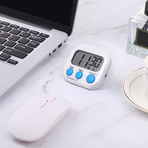 Weewooday 12 Pcs Digital Kitchen Magnetic Timer Bulk Classroom Count up Countdown Egg Timer Cute Desk Stopwatch for Back to School Teacher Kids Cooking Office(White,Stylish Style) - color: White, style: Stylish Style