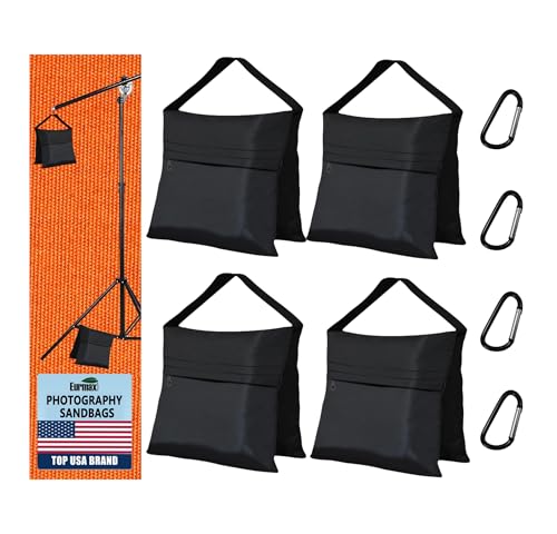 Eurmax USA Photography Sand Weight Bags Heavy Duty Saddlebags for Photography Video Equipments, Backdrop Stand, Light Stand,Photo Tripod, Canopy Tent, Umbrella Base, Fishing Chair,Picnic Table 4-Pack - color: 4pcs-black, style: sand