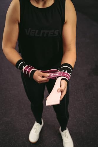 Velites - Official Crossfit® Games Quad Ultra Grips - No Chalk and Smooth Bars - Wristbands and Carry Bag Included - Pull-ups, Muscle-ups and Toes to bar - color: Pink, size: Large