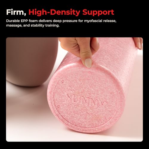 Sunny Health & Fitness High-Density Foam Roller 12" to 36", for Stretching & Muscle Recovery – Black, Blue, Pink - color: Pink, size: 24-Inch