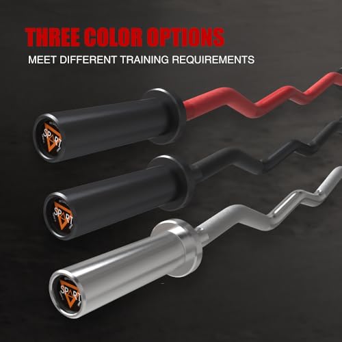 SPART Olympic Barbell EZ Curl Bar, 47INCH/4FT Strength Training Curling Bar with Knurled Grip Chrome Barbell Bar for Weightlifting, Copper Sleeve Barbell for 2-inch Weight Plates, 500 LBS Capacity - color: Chromed