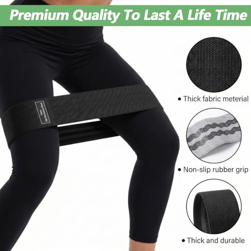 10 Pcs Fabric Resistance Bands for Working Out, Non Slip Fabric Elastic Leg Bands for Exercise, Booty Bands for Women Men, Hip Thigh Glute Bands Set for Squat Stretch Yoga (Black & Light Gray)