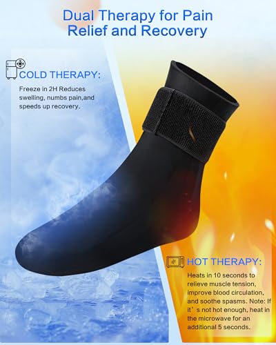 FadFun Ankle Ice Pack Wrap for Swelling,Cold/Hot Therapy Ice Socks for Feet,Reusable Gel Ice Compression Socks,for Soothe Plantar Fasciitis,Achilles Tendonitis,Sprained,Pain Relief,for Women & Men - color: Pure Black, size: One Size
