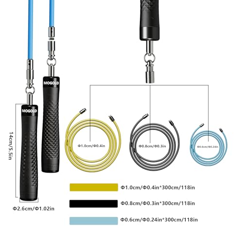 Weighted Jump Rope Set - 1/4LB & 1/2LB Heavy Speed Rope with Quick-Release Handles, 3 PVC Cables (9.8FT), Anti-Slip Grip for Boxing, Cross Training & Home Workout, Includes Carry Case - color: Black