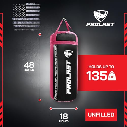 4Ft XL 135Lb Heavy Punching Kicking Bag for Adults, Boxing, MMA, Martial Arts, Muay Thai, Strength Training Equipment - color: Black / Pink, size: Unfilled