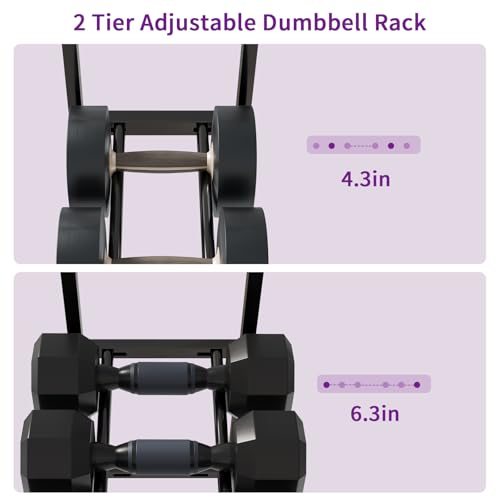 HavenlyYouth Dumbbell Rack, Home Gym Weight Rack Storage, Adjustable Dumbbell Stand Organizer with Wheels, Holds Dumbbells, Kettlebells, Yoga Mats - size: 35"