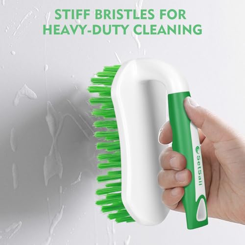 SetSail Scrub Brush, Heavy-Duty Scrub Brushes for Cleaning with Stiff Bristles Cleaning Brush for Shower, Bathroom, Carpet, Kitchen and Bathtub Scrubber - 2 Pack Green - color: Green, size: 2-pack