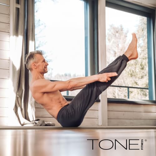 Tone Fitness 1-Inch Thick Yoga Mat | High-Density, Non-slip Exercise Mat with Carrying Strap for Yoga, Pilates, & Home Gym Workouts | Multiple Options - color: Black, style: Wave