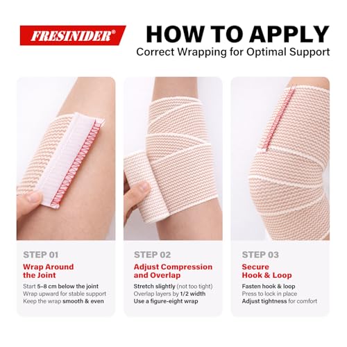 FRESINIDER Premium Elastic Bandage Wrap, 24 Pack 3" Cotton Latex Free Compression Bandage Wrap with Touch Closure at Both Ends, Support & First Aid for Sports, Medical, and Injury Recovery - color: 24 Pack X 3 Inches