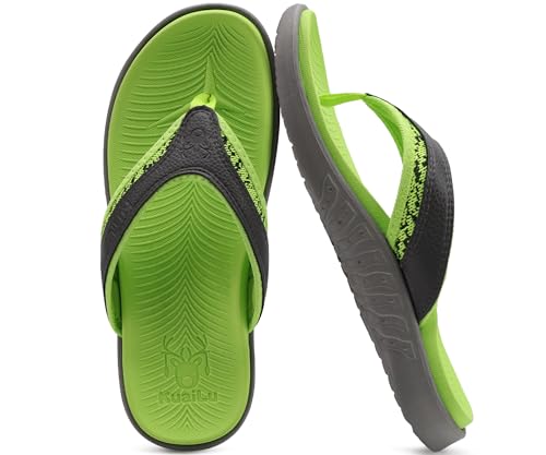 KuaiLu Mens Sport Flip Flops Comfort Orthotic Thong Sandals with Plantar Fasciitis Arch Support Outdoor Summer Beach Size 7~15 - color: Turquoise, size: 11