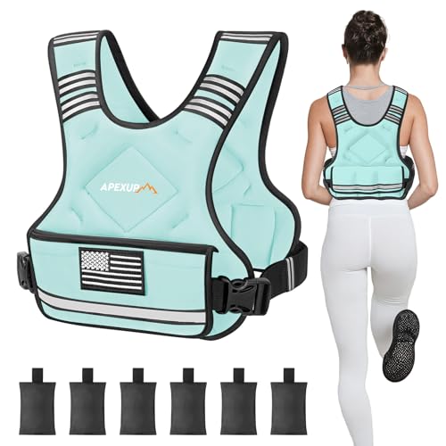 APEXUP Adjustable Weighted Vest, 4-10lb/12-18lb/20-32lb Vest with 6 Ironsand Weights and Large Pocket, Weight Vest for Men Women Strength Training, Running, Walking - color: Pastel Blue, size: 4-10lbs