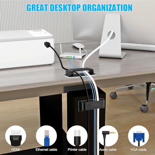 XHF 50 PCS Self Adhesive Cable Clips(L) Black,Wire Clips Cable Management Wire Organizer Cord Holder for Under Desk, Car, Wall, TV PC Ethernet Cable - color: Black, size: L-50 PCS