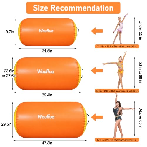 Gymnastic Air Barrel, Inflatable Tumble Track, Tumbling Mat, Roller Octagon Trainer for Back Handspring and Back-bend for Home, Gym, No Pump - color: orange-yellow, size: 4'L x 2.5'D，nopump
