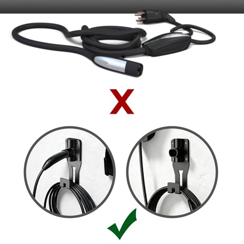 SEVEN SPARTA 180°Swivel Charging Cable Holder Compatible with Tesla Charger | 180° Swiveling Holster, Organizer for Save garage space, Compatible with Tesla Model 3 Y X S Cybertruck Mobile Wall Connector - color: Swiveling Black
