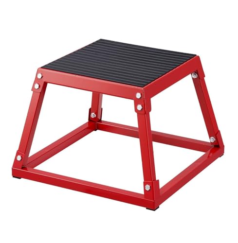 Plyometric Jump Box 12 Inch - Steel Plyometric Box for Fitness, Agility Training - Home Gym Exercise Step Platform - Strength & Conditioning - Red