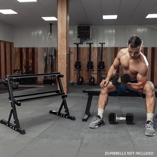 BalanceFrom Dumbbell Rack Stand, Multi-Tier Weight Rack for Dumbbells & Kettlebells, Heavy Duty Home Gym Storage Rack, Includes 25 lb Dumbbell Pair, Black - style: 2 Tier