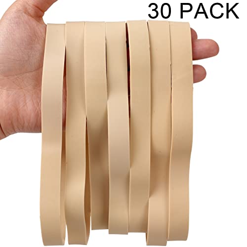 AMUU Rubber Bands Thick Size #107 Wide 30 Pack Big Elastics Bands Large Long Rubber Bands for Office Supply File Folders Box Books Gifts Notebook(7" x 5/8") - color: Light brown