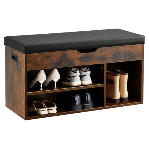 VEVOR Shoe Storage Bench with Padded Cushion, Entryway Bench with Hidden Storage, Holds up to 300 lbs, 31.7 x 12.0 x 17.5 Inches, for Entryway, Hallway, Living Room, Bedroom - size: Hidden storage