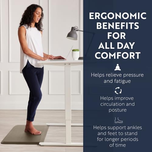 KANGAROO Anti Fatigue Mats for Kitchen Floor, 58x20, 3/4 Inch Thick Cushioned Ergonomic Mat, Reduce Foot Pressure, Waterproof Comfort Rug for Under Sinks, Office Standing Desk, Store Floors, Beige - color: Beige, size: 58" x 20" x 0.8"