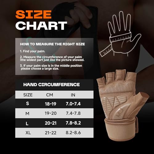 Mens Workout Gloves for Weight Lifting - Exercise Gloves for Men Women With Wrist Wrap Support, Palm Protection and Grips - Sport Daily Use - color: Brown, size: Small(7.0-7.4 in)