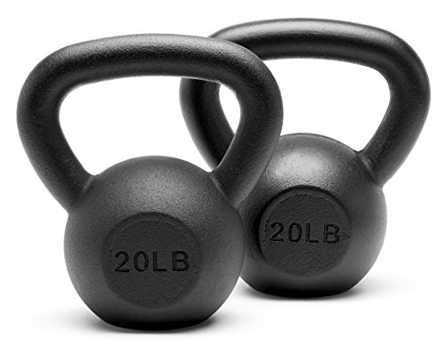 Powder Coated Solid Cast Iron Kettlebell Weights Set 5lb to 45lb Various Combination - color: M-Black(20+20)lb