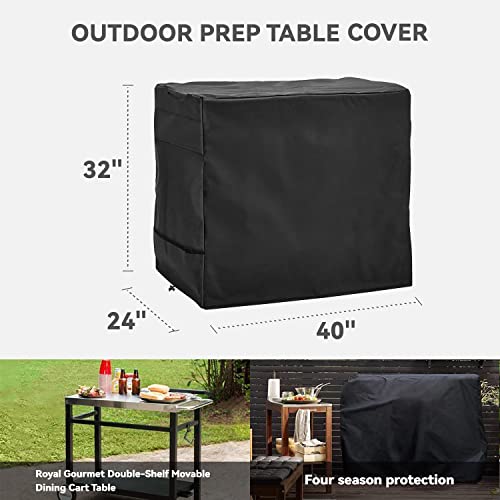 Outdoor Dining Cart Cover - Heavy Duty Waterproof Cover for Royal Gourmet Cart Flattop Worktable PC3401S & PC3401B, Compatible with 40 inch Outdoor Utility Cart - color: Black, size: 40"x 24"x 32"