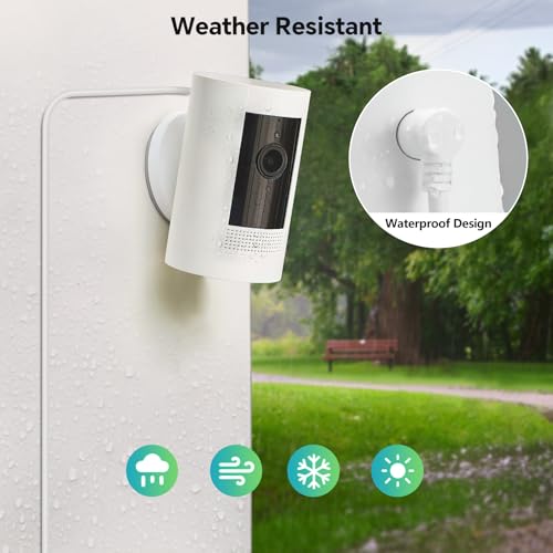 ALERTCAM Outdoor Power Adapter for Stick Up Cam Battery/Plug-in 3rd Gen, 25 ft Weather Resistant Charging Cable with Barrel Plug Continuously Charge Your Security Camera, White - color: White